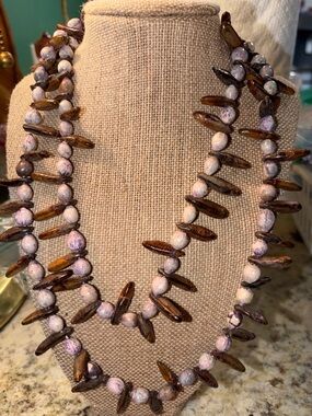 Purple and Brown Beaded Women’s Necklace